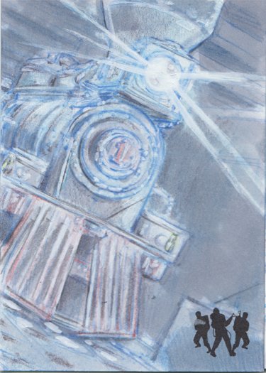 dannyschoening's tweet photo. #Ghostbusters SketchCard 20 of 24.Did U catch the number on the locomotive?#ProtonSlinger  @Cryptozoic @Ghostbusters https://t.co/G03u9qjZv7