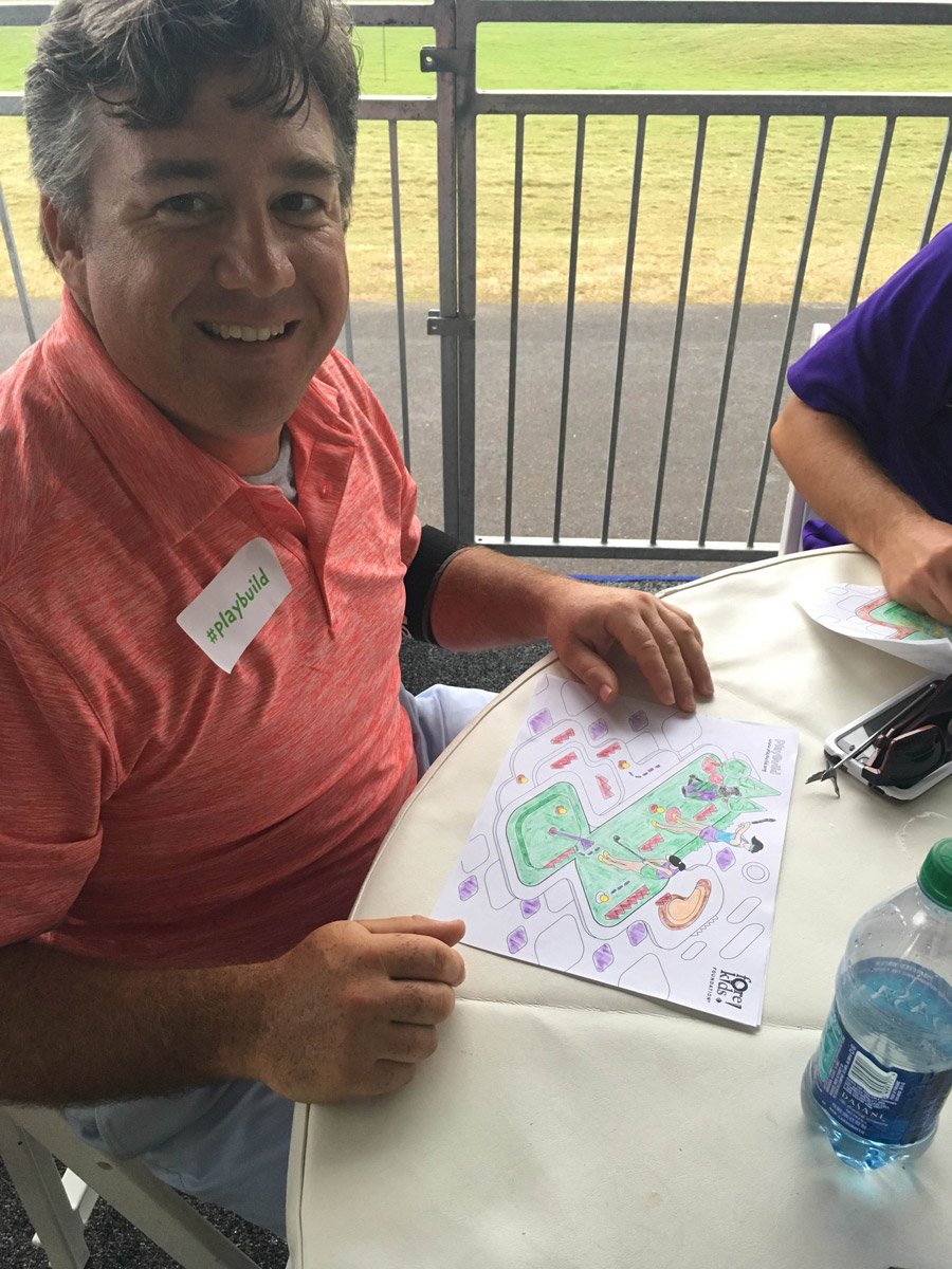 PlayBuild_NOLA's tweet photo. #PlayBuilding during a #ZurichClassic rain delay. They look a wee bit older than our 4-12 target audience. ;-) https://t.co/ovEYlxWMfy