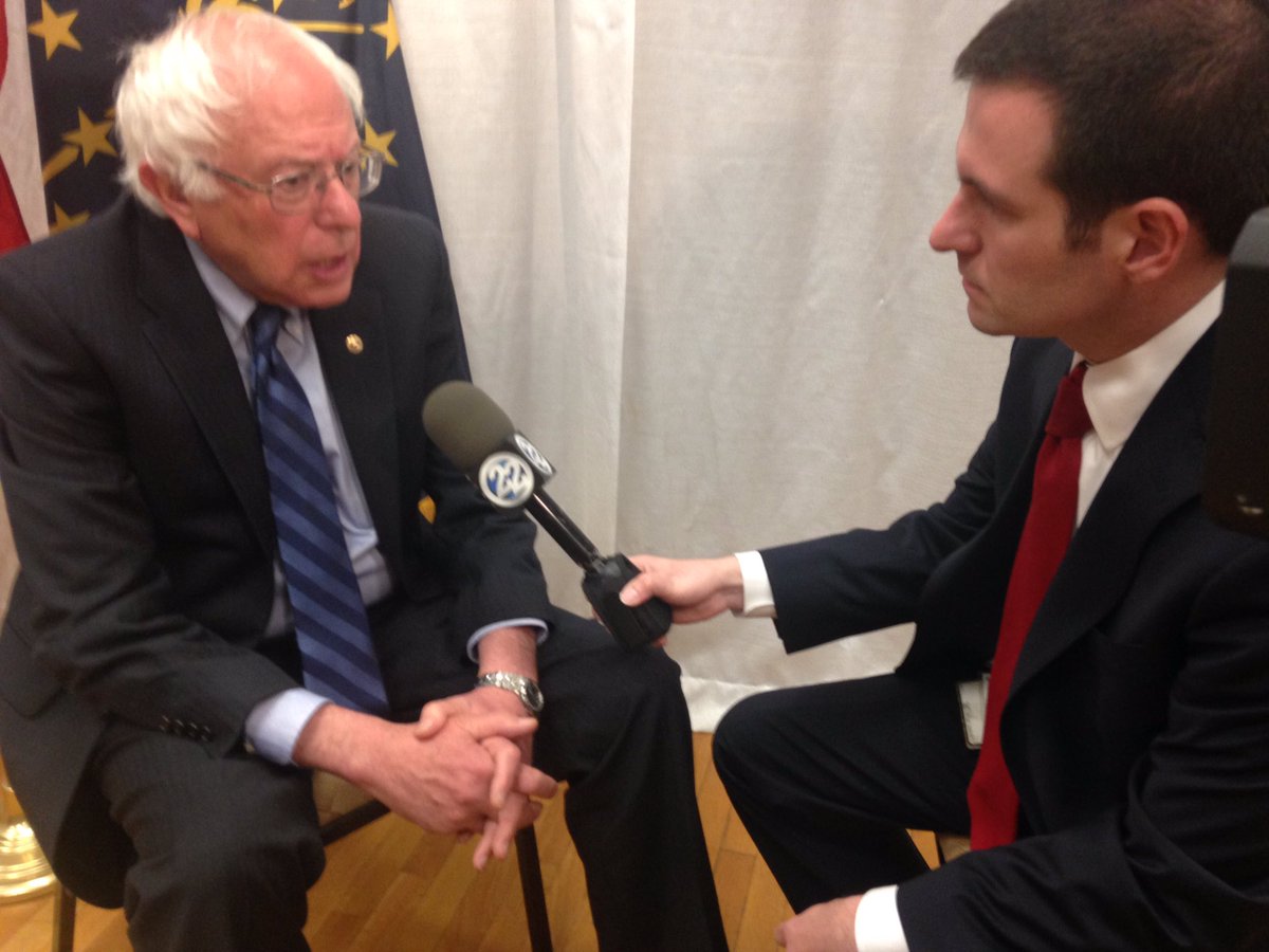 Roth_PIOnline's tweet photo. Before his rally, @BernieSanders sat down with me for a one-on-one, we'll be posting that online to @WSBT https://t.co/slby2OBFhX