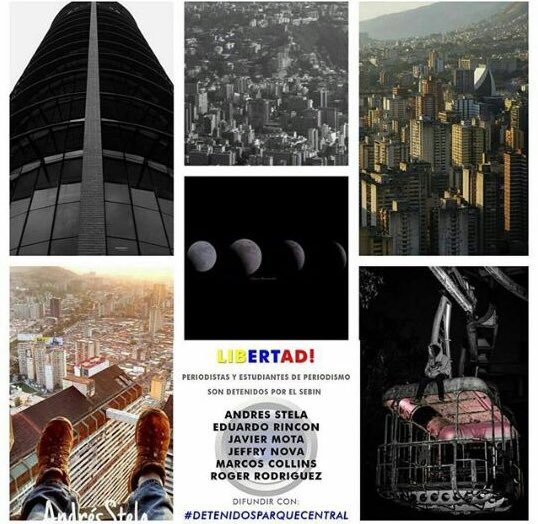 6 personas detenidas por SEBIN la madrugada 30A en torre de Pque Central. Tomaban fotos. Se les acusa de terrorismo.