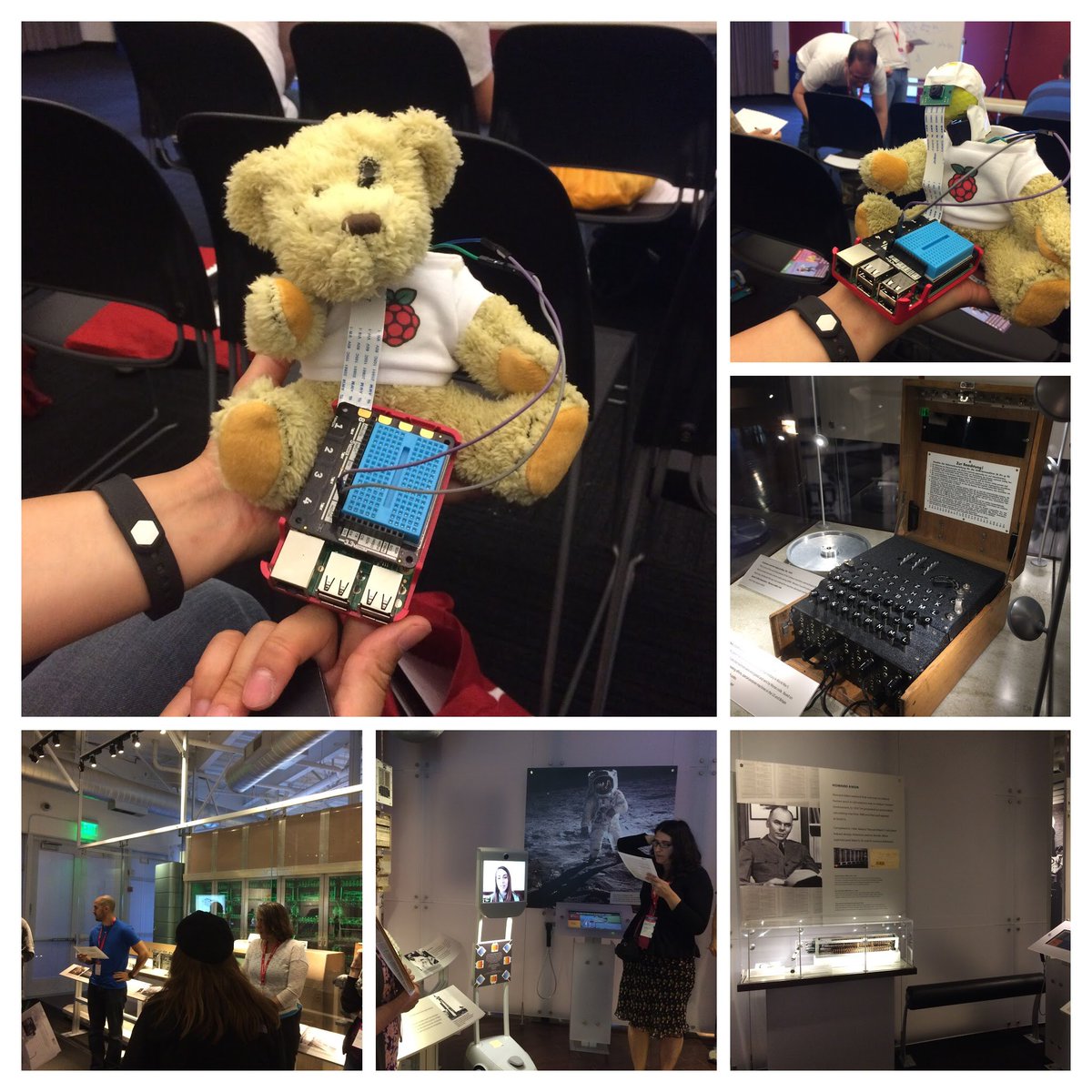 FaberScience's tweet photo. An amazing Day 2 @ComputerHistory Museum! Original projects were awesome. Check out our evil telebear. #picademy https://t.co/cAb86lY4Hf