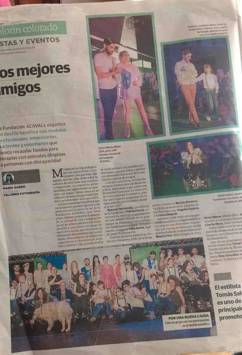 belen_hueso's tweet photo. En @lasprovincias de hoy domingo dedican a @FundAcavall y #AcavallFashionDay 😍😍
Suuri y servidora tb salimos👏 https://t.co/7F1mOM085c