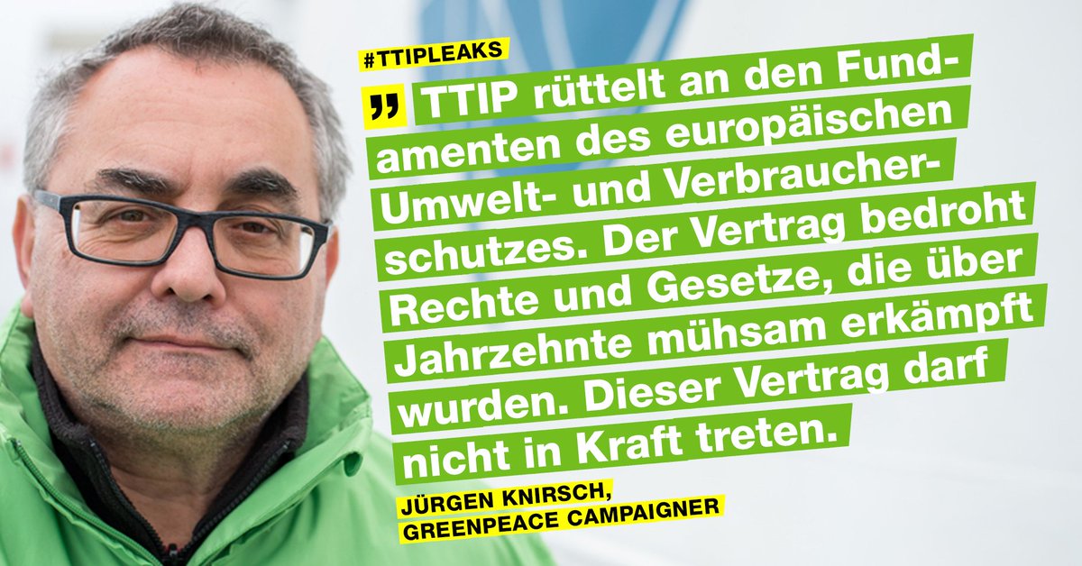 greenpeace_de's tweet photo. Dieser Vertrag darf nicht in Kraft treten. Greenpeace-Analyse zu TTIP: https://t.co/peTLRfbNhQ #ttipleaks https://t.co/Yt56mlGFlM