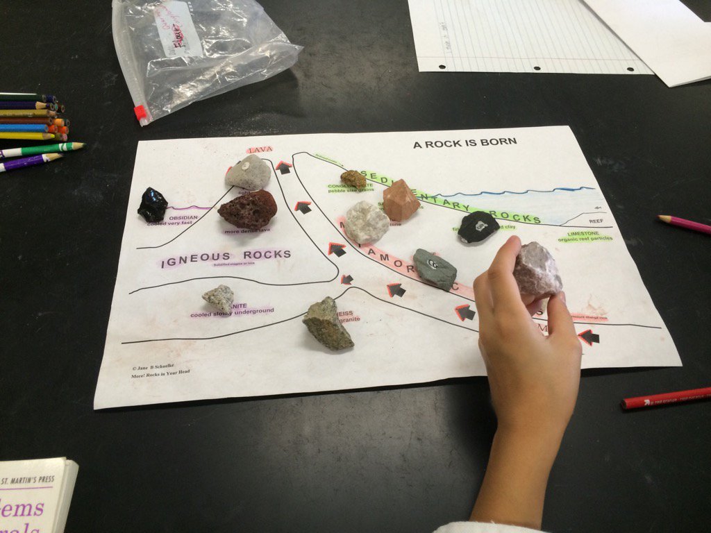 charter2005's tweet photo. Hands on learning cements learning of the rock cycle for CRJH students #kisd #secsciencekisd https://t.co/ifUkkA26Su