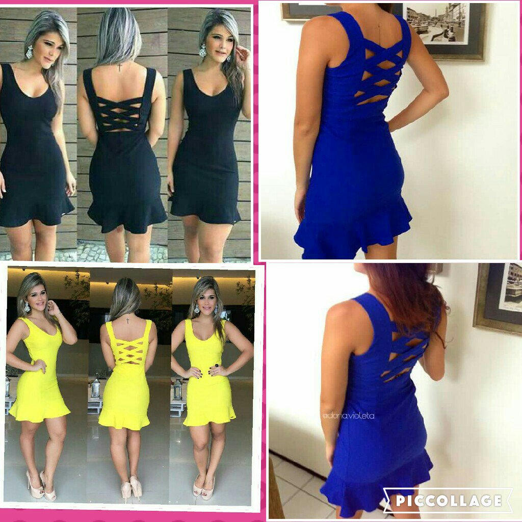 CerejaModa's tweet photo. Nosso modelo de vestido com trançado nas costas = 💜 !Nas Cores #Amarelo #Preto #Azul! #CerejaModaFashion https://t.co/bT35n62EU3