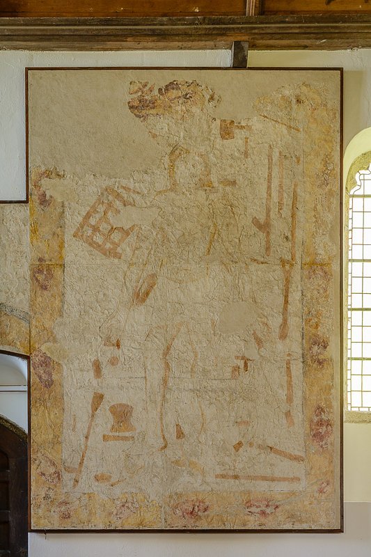 RoyReed13's tweet photo. St Winwaloe's Church, Poundstock - late medieval wall painting showing the Warning to the Sabbath Breakers. https://t.co/WB8BnH0mbf