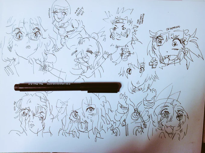 tried out the blind drawing challenge while watching  @akidearest                             i've created monsters 