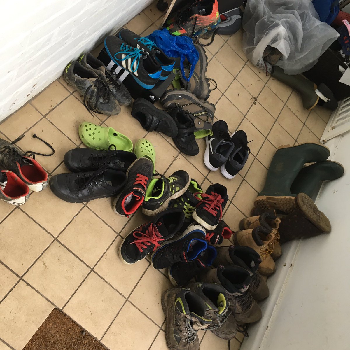 Too many shoes #mumof4 #mumofboys #football #hiking #chaos #help