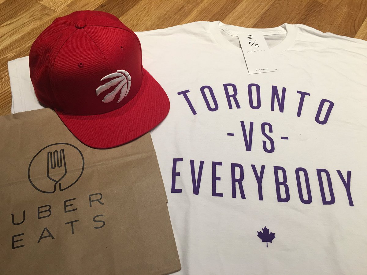 MEAmediaCA's tweet photo. Game 7 ready thanks to the awesome (&amp; convenient) collab between @UberEATS &amp; @peacecollectiv3.
#WeTheNorth #toronto https://t.co/WlkOjsVMQk
