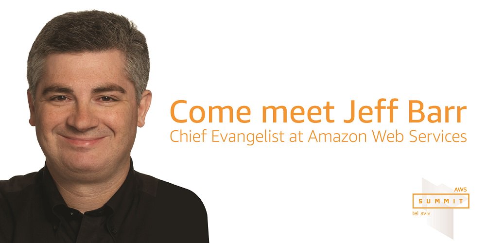 AWSonAir's tweet image. Don't miss @jeffbarr during #AWSSummit Tel Aviv: amzn.to/1VQ1rje Hear about the future of #CloudComputing.