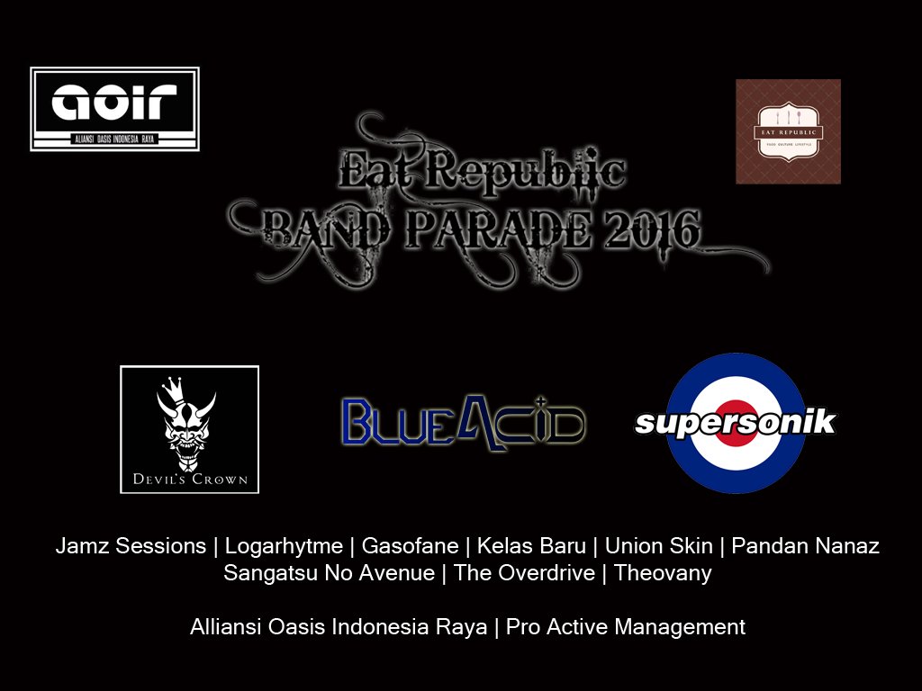 Thx all supportna; <a href="/DevilsCrown666/">Devil's Crown</a> <a href="/SupersonikId/">Supersonik</a> <a href="/kelasbaru01/">kelasbaru</a> <a href="/BlueAcidBand/">Blue Acid</a> <a href="/Oasis_INA/">Oasis Fanatic Indo</a> dkk | cc: <a href="/EatRepublicID/">Eat Republic</a>