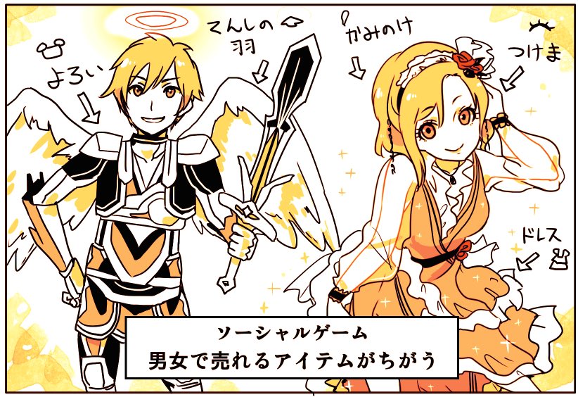 アプリマーケティング研究所 ソシャゲのアバターは 男女で売れるアイテムが違う 男性には 鎧 などファンタジーなアイテムが売れる 女性には ドレス つけま など おしゃれアイテムが売れる 過去記事より T Co I8jlsfjubn