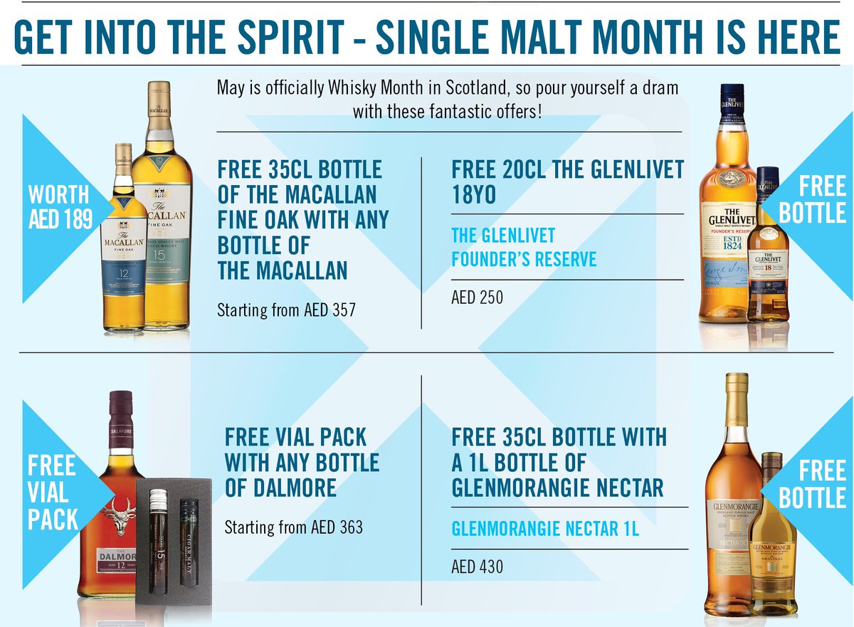 MMIMaltSociety's tweet photo. Get into the Spirit! May is Whisky Month here at @MMI_Dubai &amp; we have 4 fab #whisky offers for you at all MMI Stores https://t.co/ndhbfQo2Jm