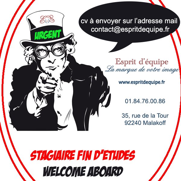 esprit_d_equipe's tweet photo. Recherche stagiaire fin d'étude perspective CDI. Business developper  @esprit_d_equipe  B2B   @un_stage https://t.co/uufu4rXVhb