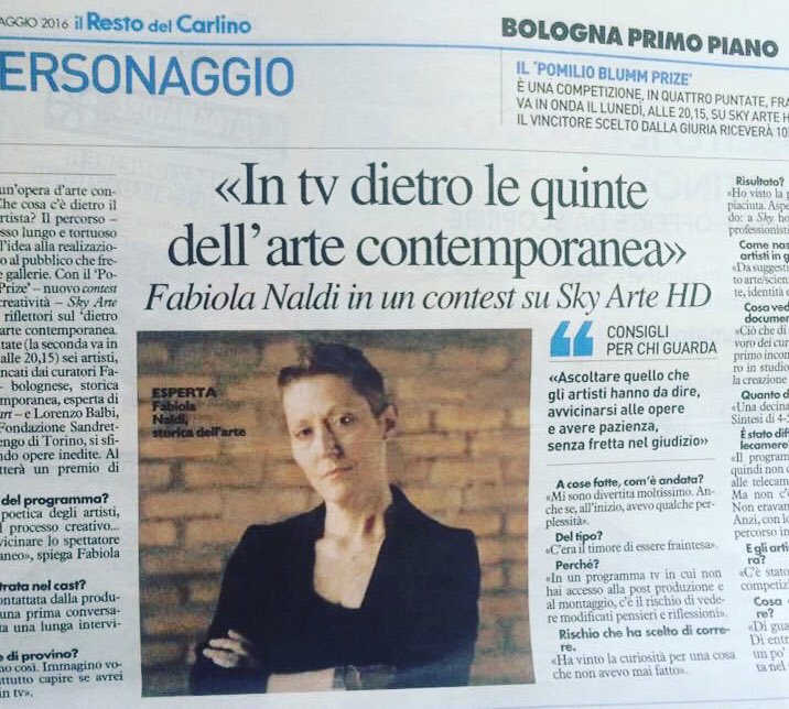 LaraFacco's tweet photo. Ieri @FabiolaNaldi su #IlRestoDelCarlino stasera su @SkyArteHD la seconda puntata del #PomilioBlummPrize #StayTuned! https://t.co/sdlIOoupdM