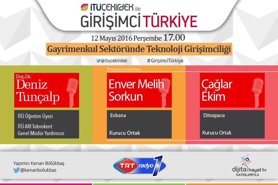 #GirişimciTürkiye'de bu perşembe Enver M. Sorkun ve Çağlar Ekim <a href="/TRTRadyo1/">TRT Radyo 1</a>'de bizlerle olacak!