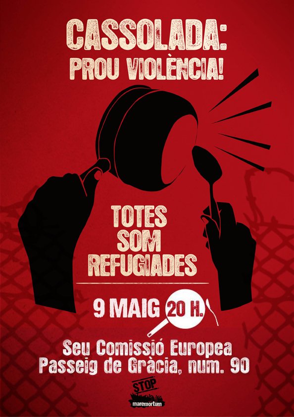 Avui Dia d'Europa #resacelebrar !
#cassolada davant seu Comissió Europea a #Bcn a les 20h #UErgonya #refugeeswelcome