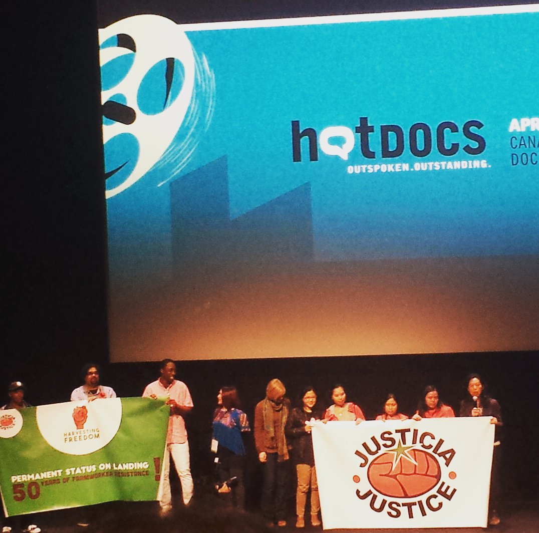 CharmaineNoronh's tweet photo. Well deserved standing ovation for #MigrantDreams #HotDocs16 which looks @ exploitation in Canada's #TFWprogram https://t.co/jtRUNSdM1W