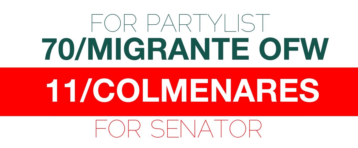 tonyocruz's tweet photo. #VoteMigrante70 for partylist!
Neri @ColmenaresPH for senator! https://t.co/ZHiimHWvoo