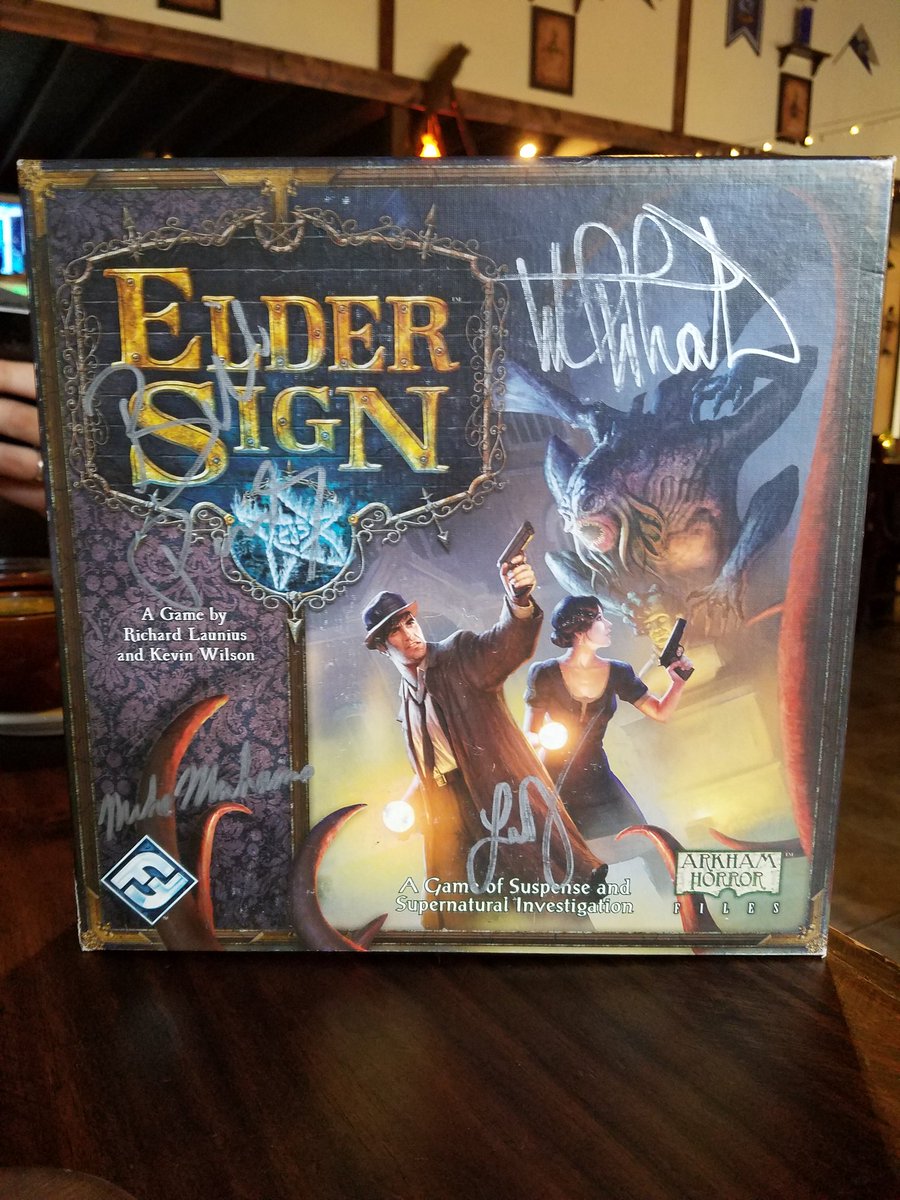 SnarkyWarlock's tweet photo. I won a game signed by @wilw @mikemorhaime @billprady and @feliciaday on #TableTopDay! In case of fire, SAVE THIS https://t.co/OrOQ2FwadC