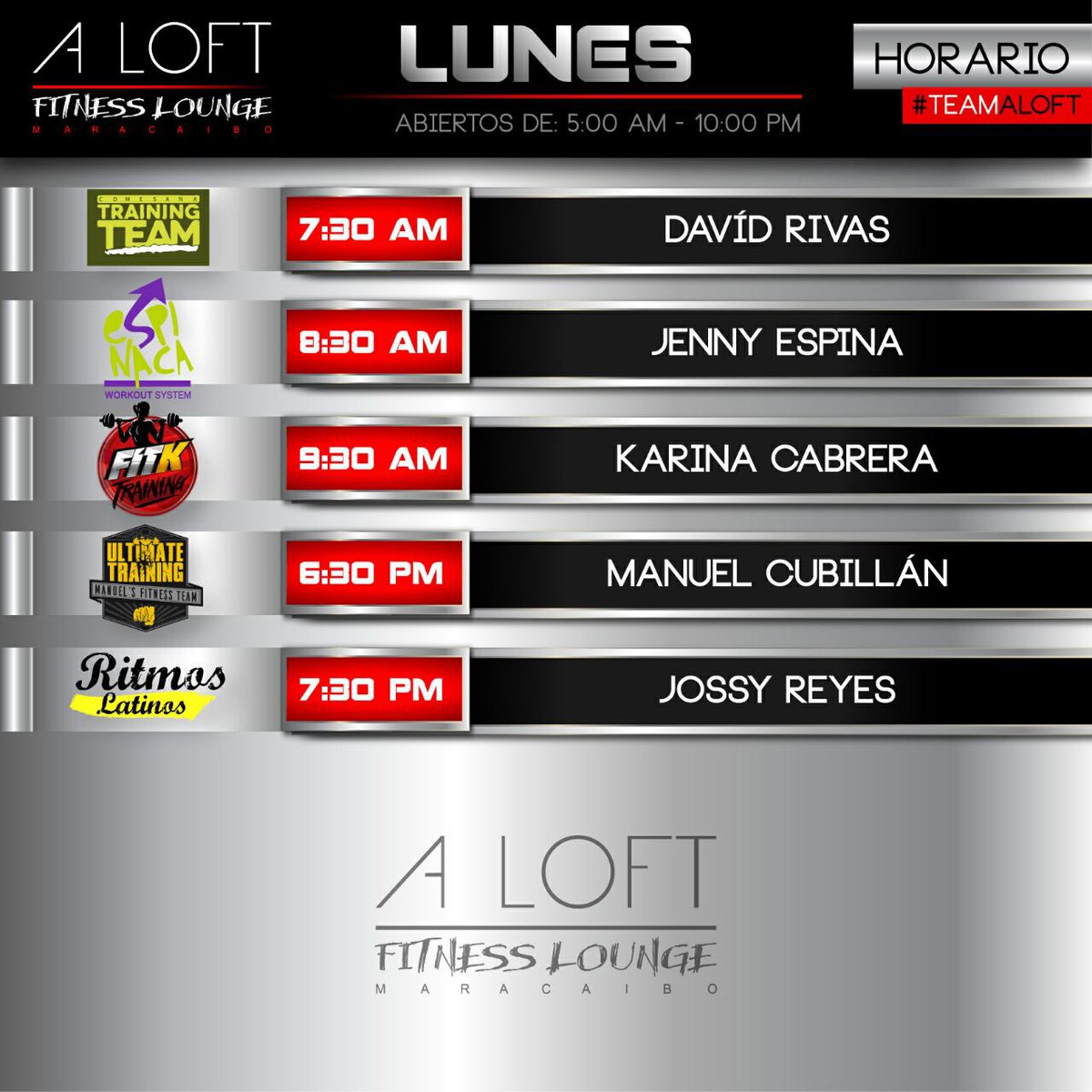 Clases en <a href="/aloft/">Ransom</a>.gym 💪🏻👊🏻 Para Mañana Lunes 2
#TeamAloft #ElUnicoFitnessLoungeDelPais 🇻🇪