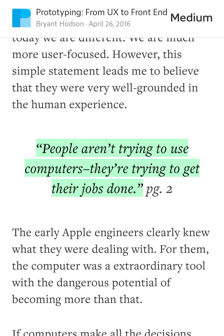 “‘People aren’t trying to use computers–they’re trying to get their jobs done.’…” from “Rediscovering Apple’s Human Interface Guidelines, 1987” by Bryant Hodson.