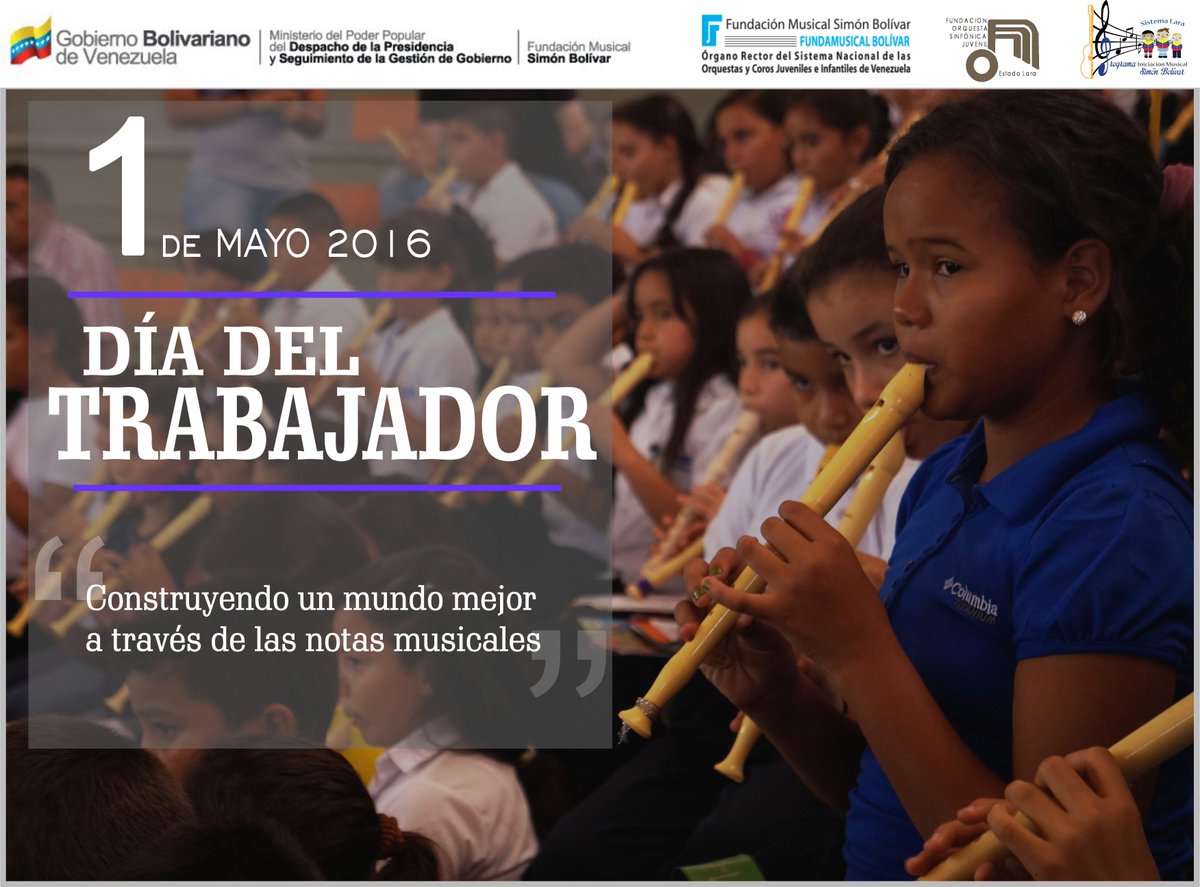 Feliz día del trabajador, a todos aquellos que día a día cumplen con el propósito de <a href="/elsistema/">El Sistema</a> #tocaryluchar