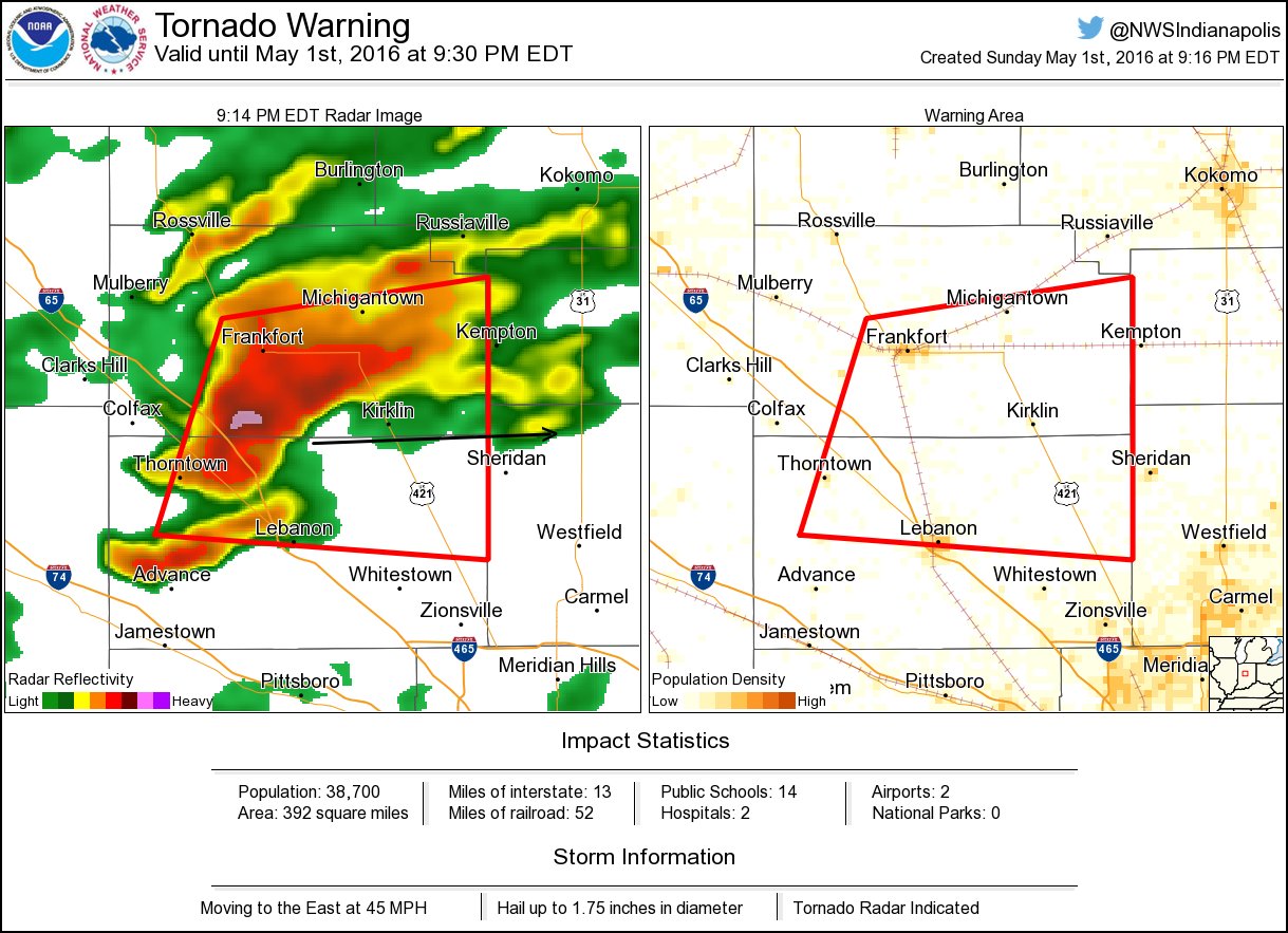 NWS Tornado on Twitter: "âš ï¸  Tornado Warning including Frankfort IN