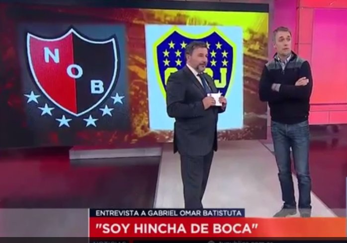 la12tuittera's tweet photo. Entre Boca y Newell´s ?
"Soy hincha de Boca"
#Batistuta en @TV_Publica https://t.co/65NTSS7STH