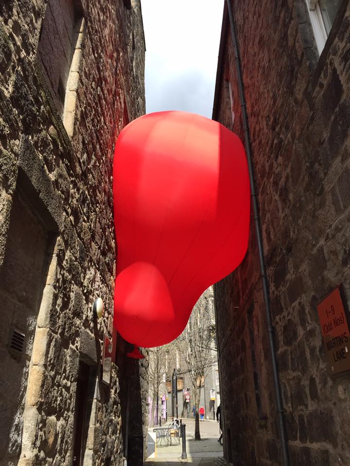 LookAgainABDN's tweet photo. The Red Balloon by Iain Kettles with be popping up today so look out for it! @PFProjects #lookagain2016 #aberdeen https://t.co/82F8uTfK5W