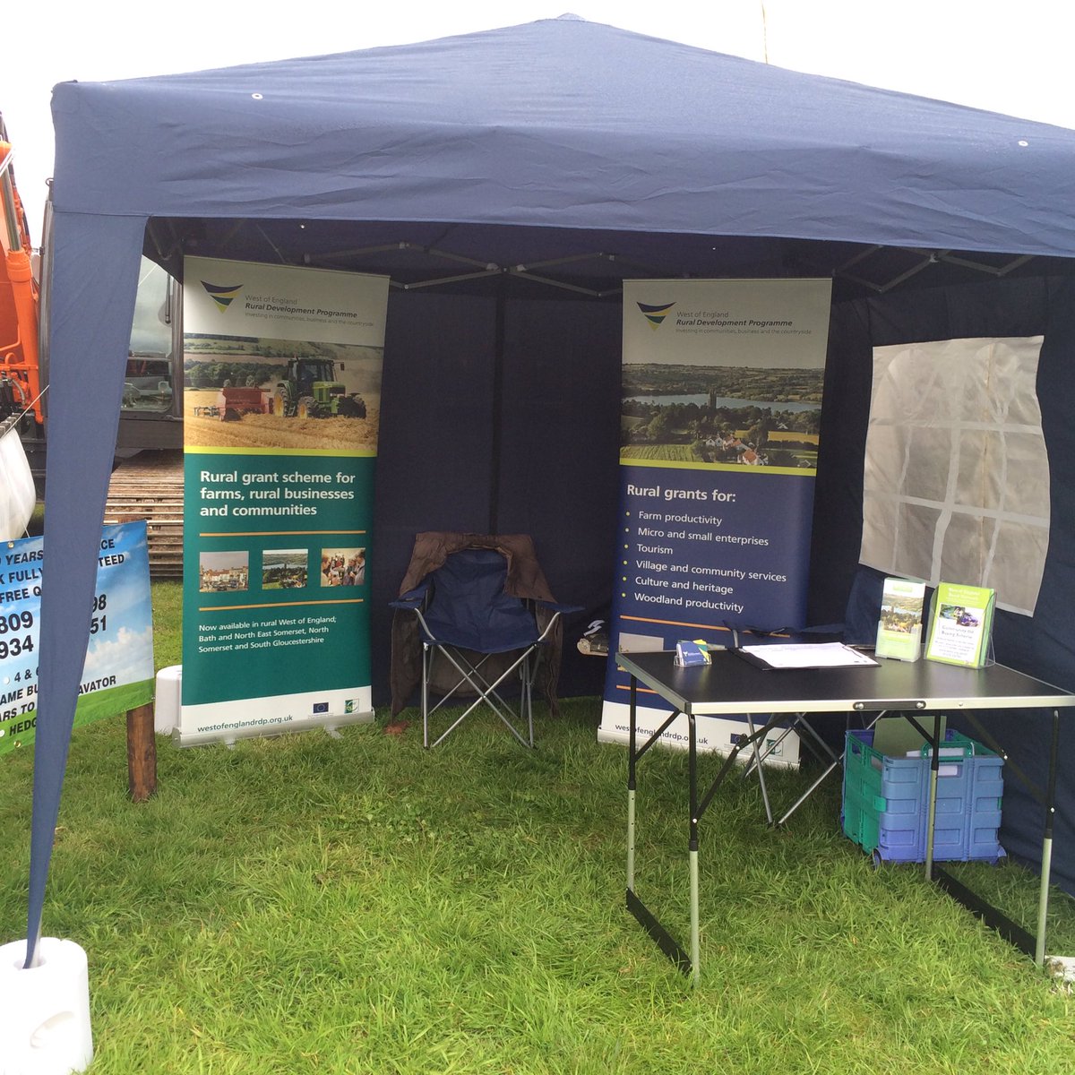 All set up and ready for the crowds <a href="/NorthSomsShow/">North Somerset Show</a> #LEADER #rural funding <a href="/WofEnglandLEP/">West of England LEP</a>