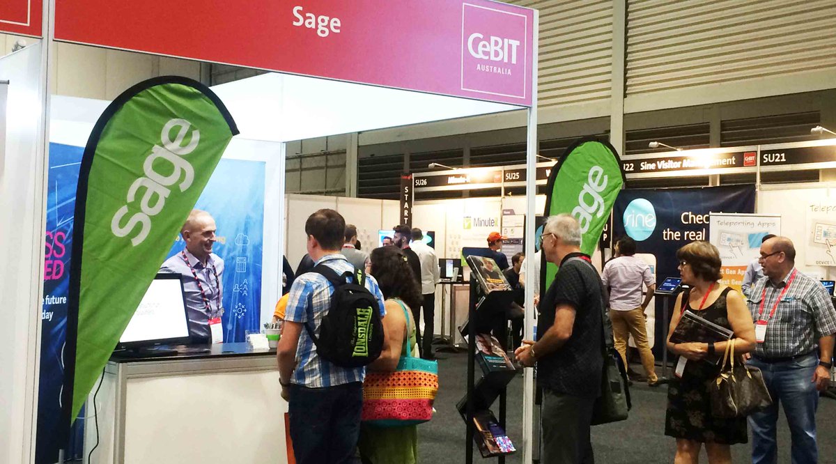 SageAustralia's tweet photo. We're showcasing at #CeBITAus. From accounting, payroll to payment systems, we support the world’s entrepreneurs. https://t.co/d9H5wbZlJO