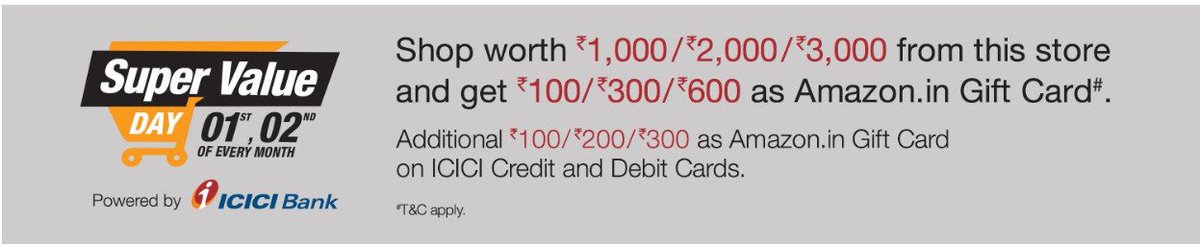 DailyDealsInd's tweet photo. Shop 4 3000/- #groceries  N get upto 600+300 icici + (100 only on new registrn.) https://t.co/CUAtZ700Gl https://t.co/jMWlvo9EDj