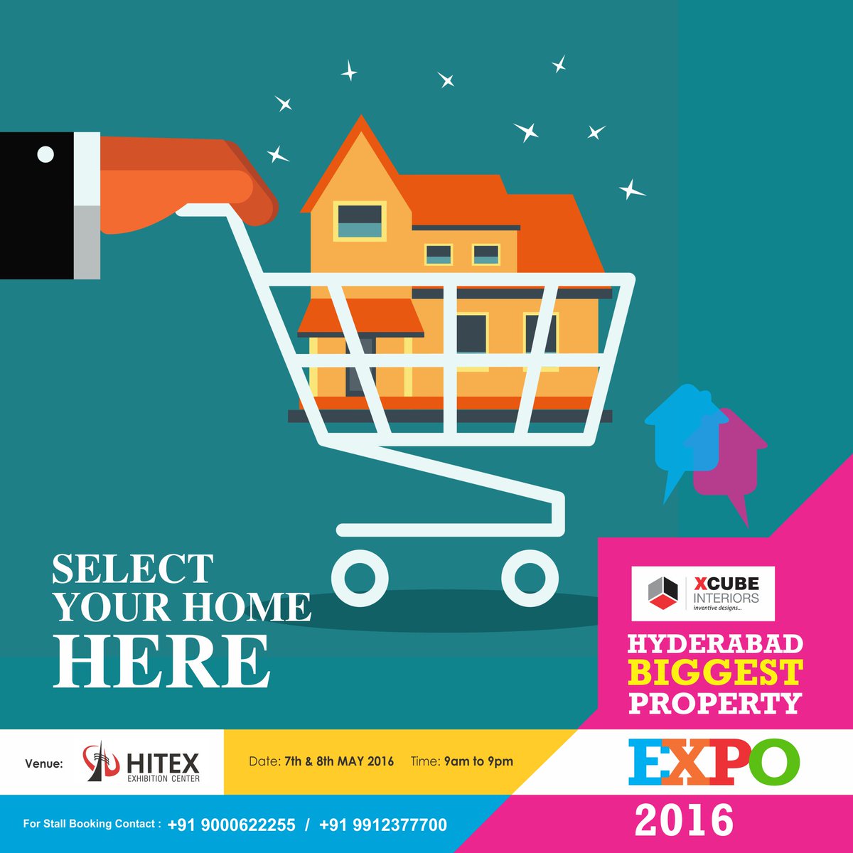 XcubeI's tweet photo. #XCube #Interiors presents #Hyderabad's #Property #Expo 2016 in association with 99 Acres at #Hitex on #May 7th&amp;8th. https://t.co/0Y0mY9EH6Q