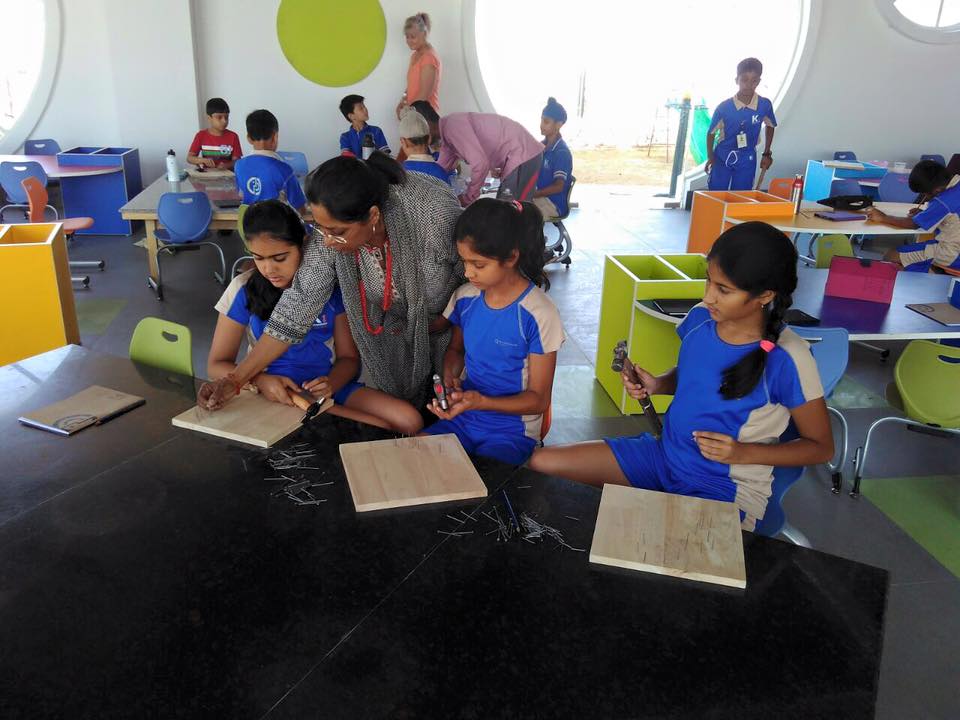 KEDSchool's tweet image. Kids at #Kunskapsskolan learning the #art of nailing and creating wonderful art features at their #CarpentryWorkshop