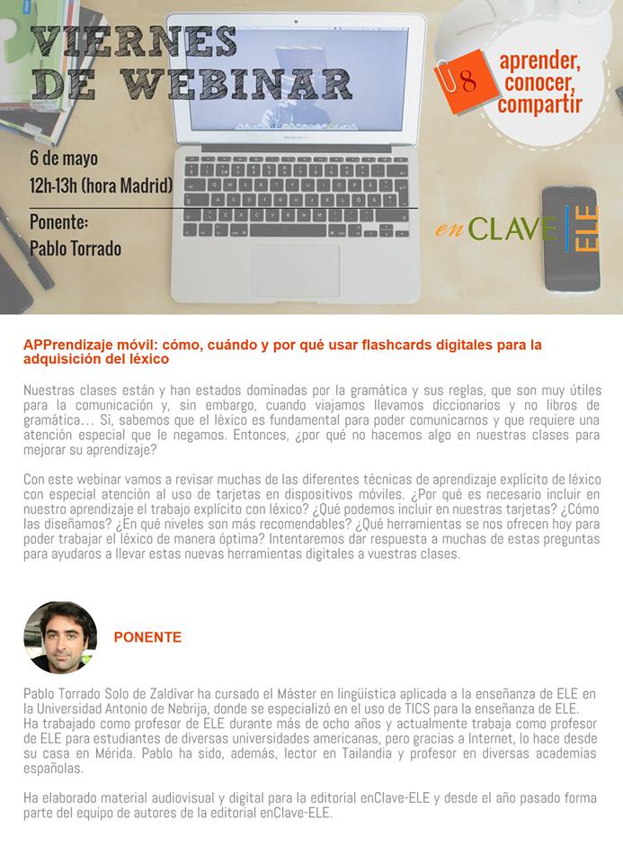 enclaveele's tweet photo. Viernes de webinario💻 #EnClaveELE #Twitterele #charlaELE1 #profesELE #ticele
📝Inscríbete: https://t.co/EKq3x4zzuY https://t.co/xl4RTr6wmx