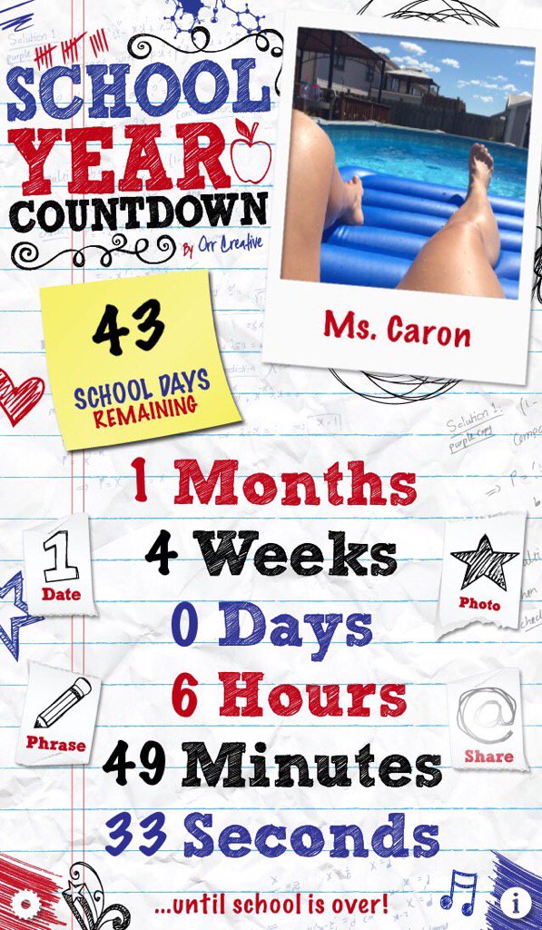 LauraCaron8's tweet photo. 1 month and 4 weeks ...until school is over!
#schoolyearcountdown https://t.co/GP2uD52mtm https://t.co/ZLuCe4nzsa