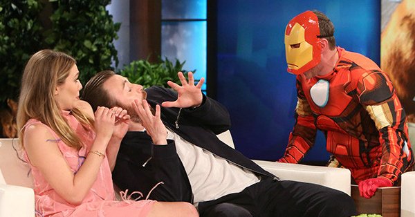 enews's tweet photo. Chris Evans is in for a shock of his own after scaring Elizabeth Olsen: https://t.co/E6TiWSqXxr https://t.co/fXAY92EgbQ