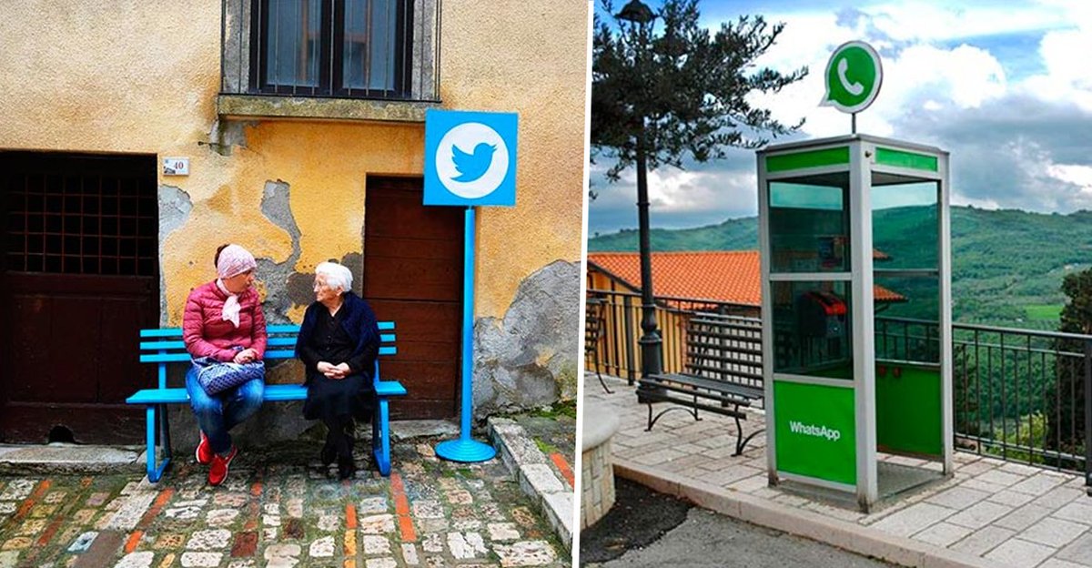 piweeFR's tweet photo. Ce street artiste incruste les réseaux sociaux In Real Life dans un petit village > https://t.co/O3p8djZC62 https://t.co/0CnV1MKaMy