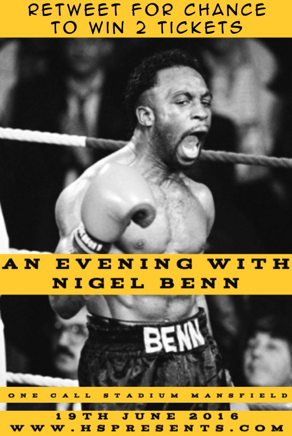 Jayisalad's tweet photo. Retweet for your chance to win 2 Tickets to see @NigelGBenn 19/6/2016 with @HSPresents_  @boxinguktalk https://t.co/qThulJBDYa