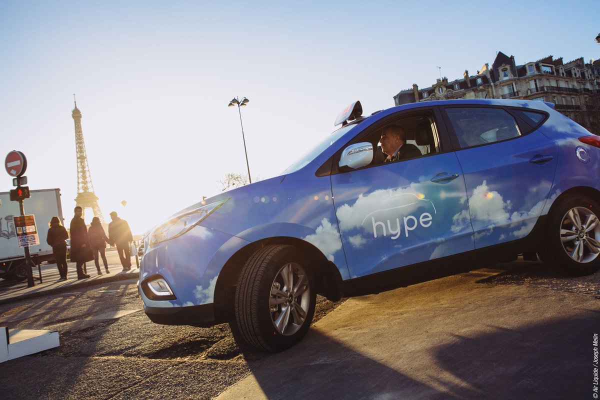 Proud of teams who supply the 1st#hydrogen station in Paris.100,000km completed by the taxis. Congrats <a href="/Hype/">Hype</a>