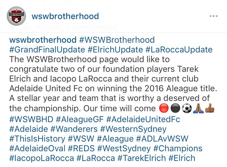 WSWBrotherhood's tweet photo. #WSWBrotherhood #ALeagueGF #ElrichUpdate #LaRoccaUpdate Congratulations Adelaide UTD Fc.
#ADLvWSW
@AdelaideUnited https://t.co/V91AzLP02m