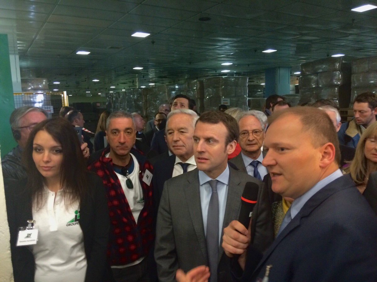 frebsamen's tweet photo. Inauguration de l'usine d'insertion du groupe ID'EES, en présence d'@EmmanuelMacron : pour une économie solidaire. https://t.co/9GdPHQ2W3M
