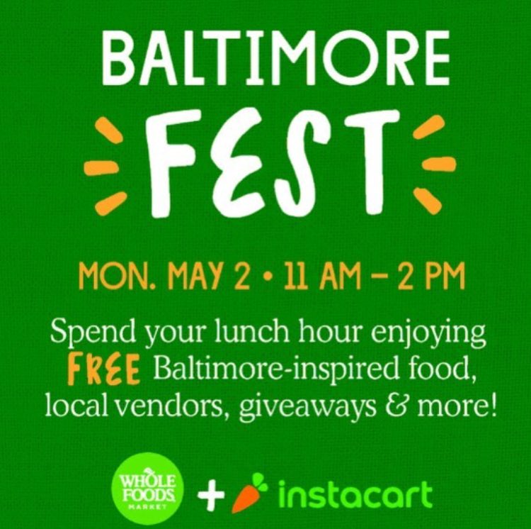 baltimorebox's tweet photo. Come out to #BaltimoreFest for lunch today @wholefoodsbmore in #HarborEast! We'll be giving away a #BaltimoreBox! https://t.co/AsqpurZaUl