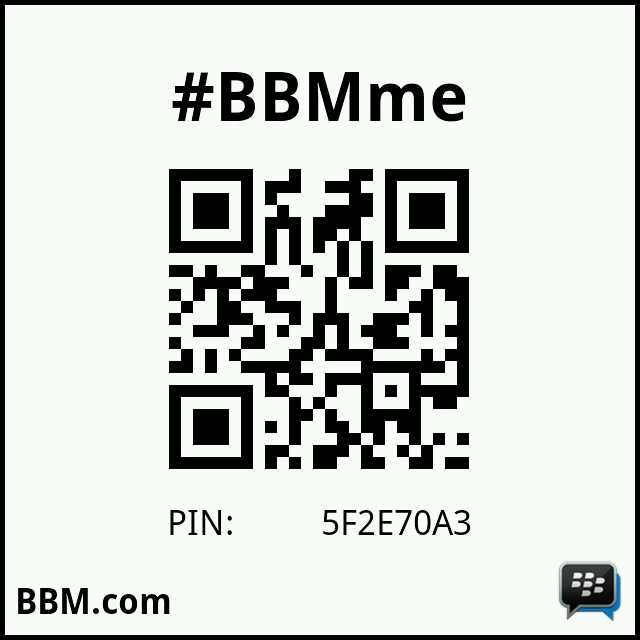 #BBMme PIN: 5F2E70A3
pin.bbm.com/5F2E70A3 invite my pin