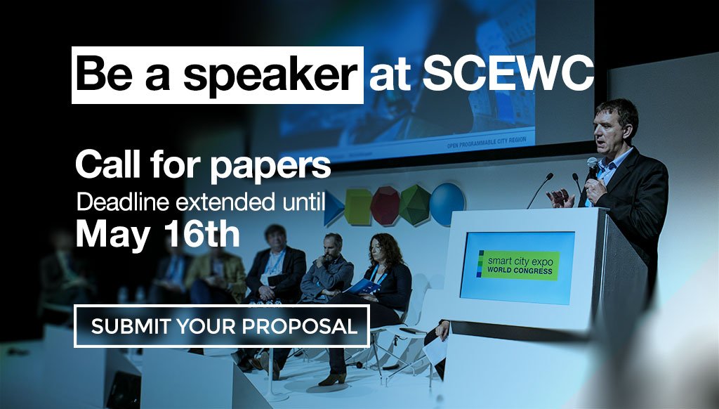 SmartCityexpo's tweet image. Be a speaker at #SCEWC16 ☛ Deadline extended until May 16th! Spread the word, Please RT ow.ly/4nkvXO
