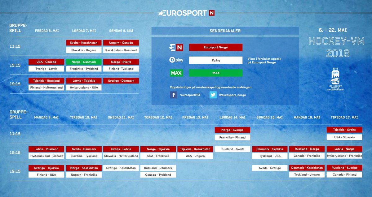 jeaalbu's tweet photo. Sendeplan hockey VM på @EurosportNorge @DplayNO og åpningskampen til Norge på MAX https://t.co/3TcuE6wJo2