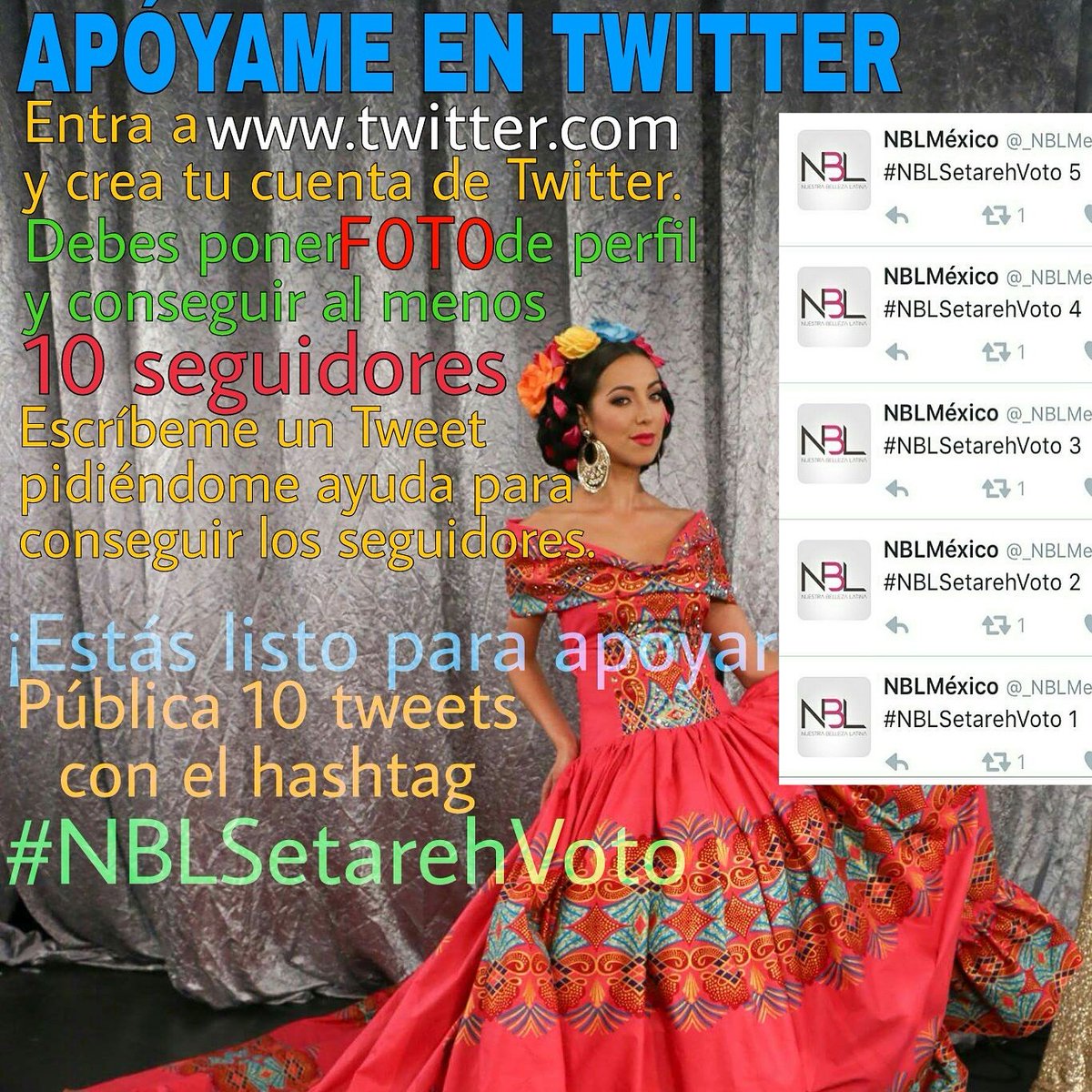 SetarehKhatibi's tweet photo. 🚨 PÚBLICA 10 TWEETS INDIVIDUALES, cada uno con el hashtag #NBLSetarehVoto ▶Debes tener foto d perfil y 10 seguidores https://t.co/SXlNiuMNpf