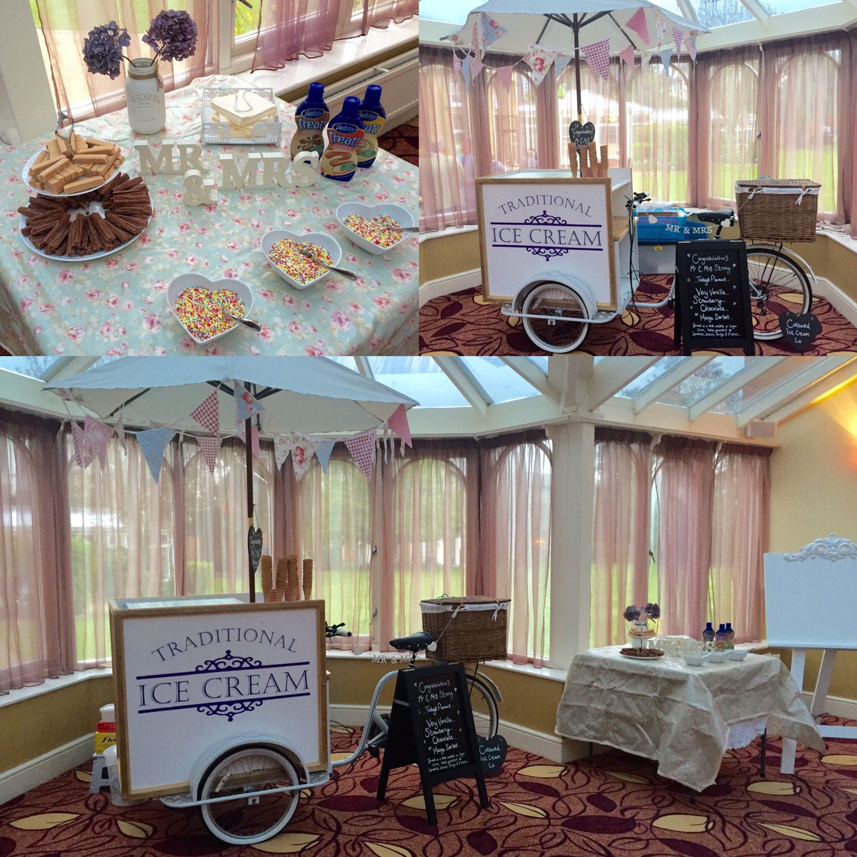 CIcecreamco's tweet photo. We really enjoyed yesterday's wedding! Stunning venue @HiltonPuckrup &amp; perfect for our vintage ice cream bike 🍦🍨🍦👰 https://t.co/AnhjuUnxBW