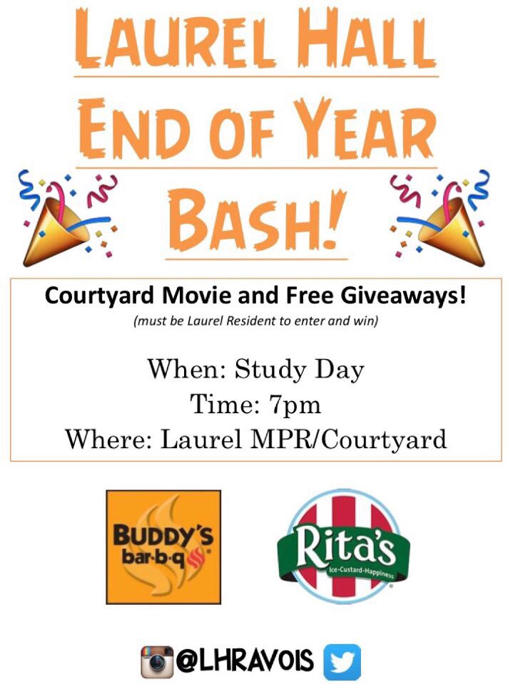 LHRAVols's tweet photo. Today is the day of our End of the Year Bash! Come join us for a movie and free Buddy's BBQ and Rita's Italian Ice! https://t.co/IXSQ1Owpk3